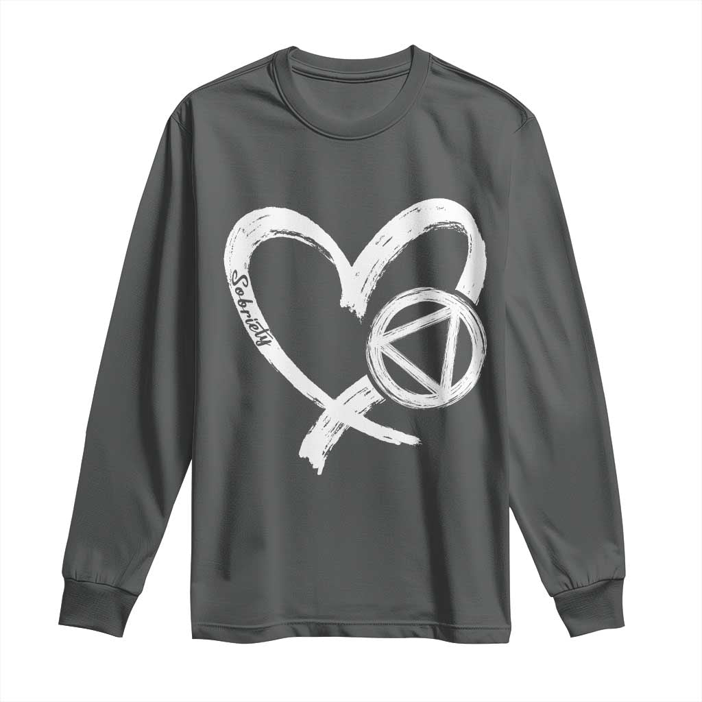 Sobriety Heart Sober Anniversary Alcoholic Abstinence Long Sleeve Shirt