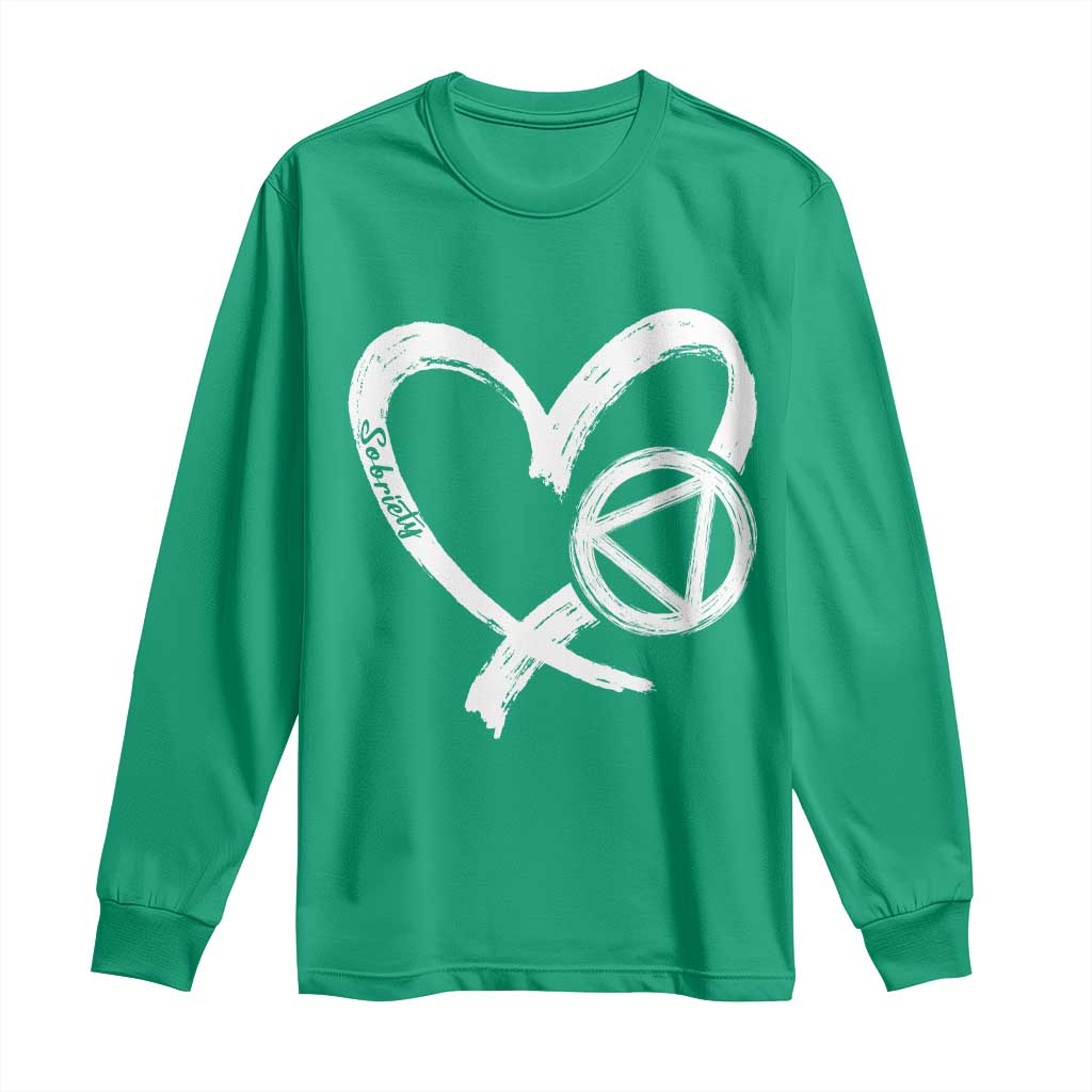 Sobriety Heart Sober Anniversary Alcoholic Abstinence Long Sleeve Shirt