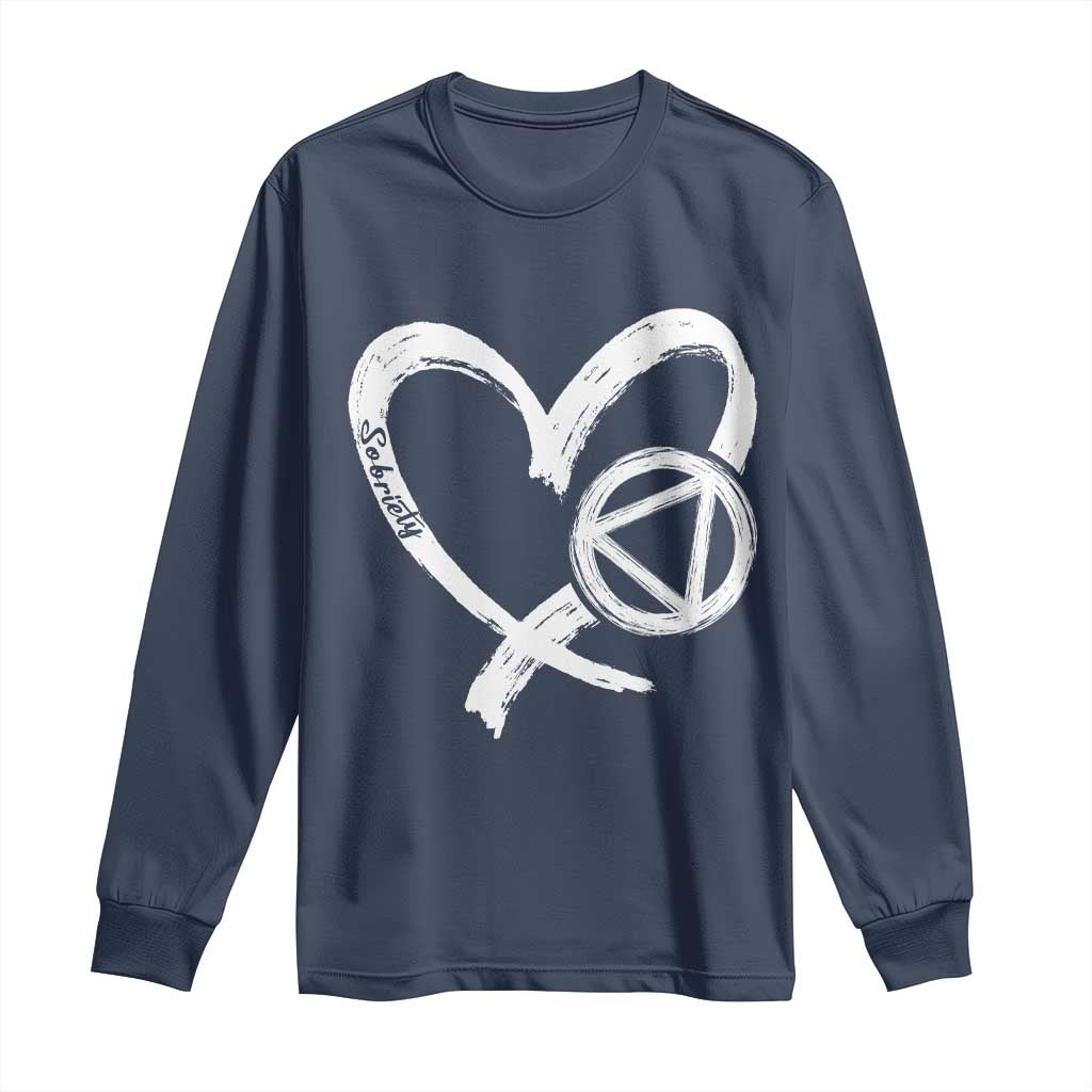 Sobriety Heart Sober Anniversary Alcoholic Abstinence Long Sleeve Shirt
