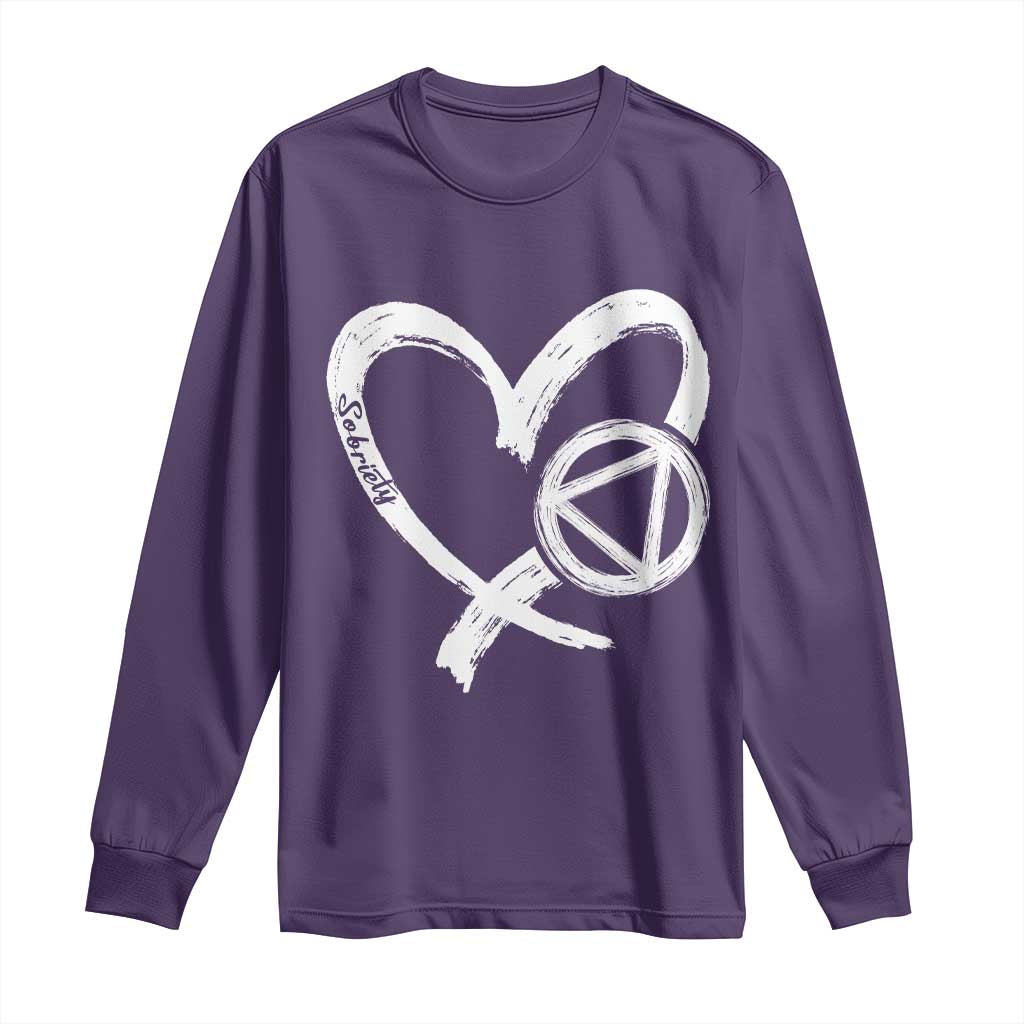 Sobriety Heart Sober Anniversary Alcoholic Abstinence Long Sleeve Shirt