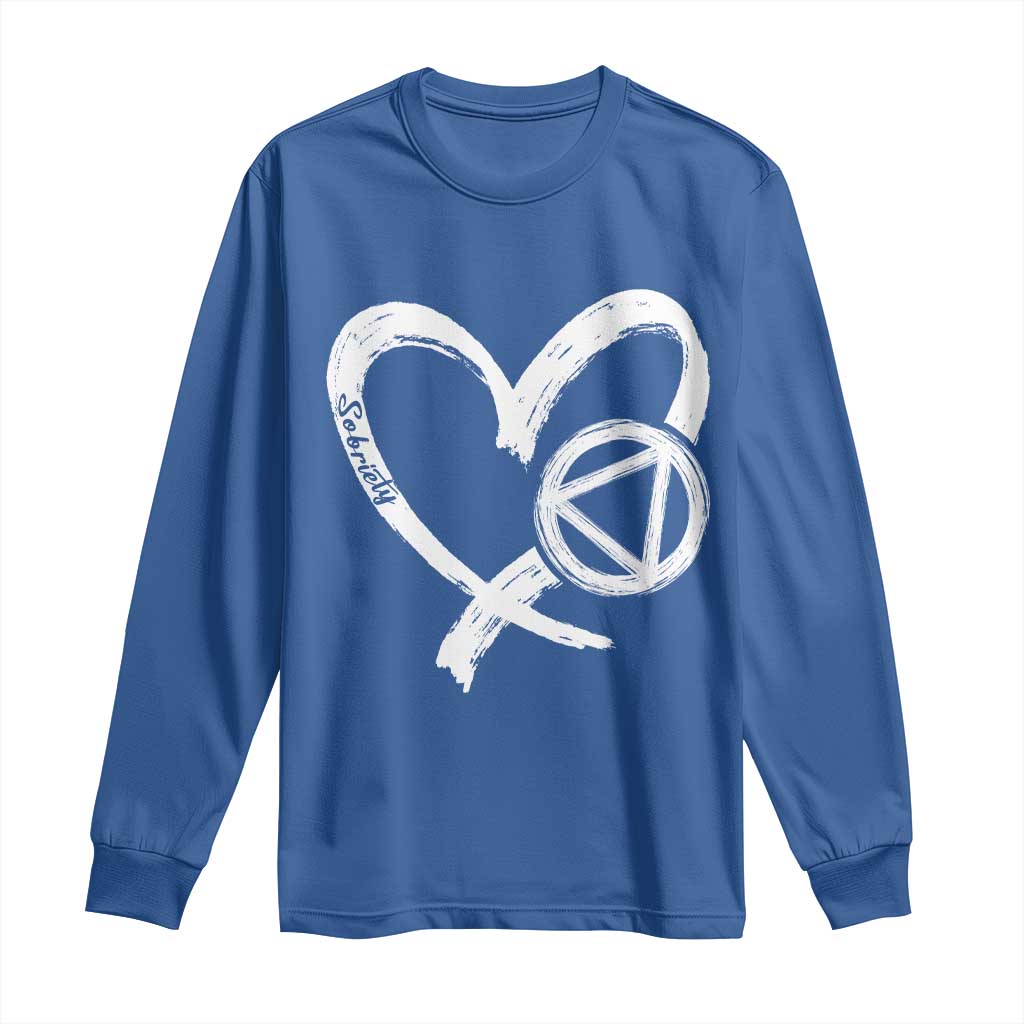 Sobriety Heart Sober Anniversary Alcoholic Abstinence Long Sleeve Shirt