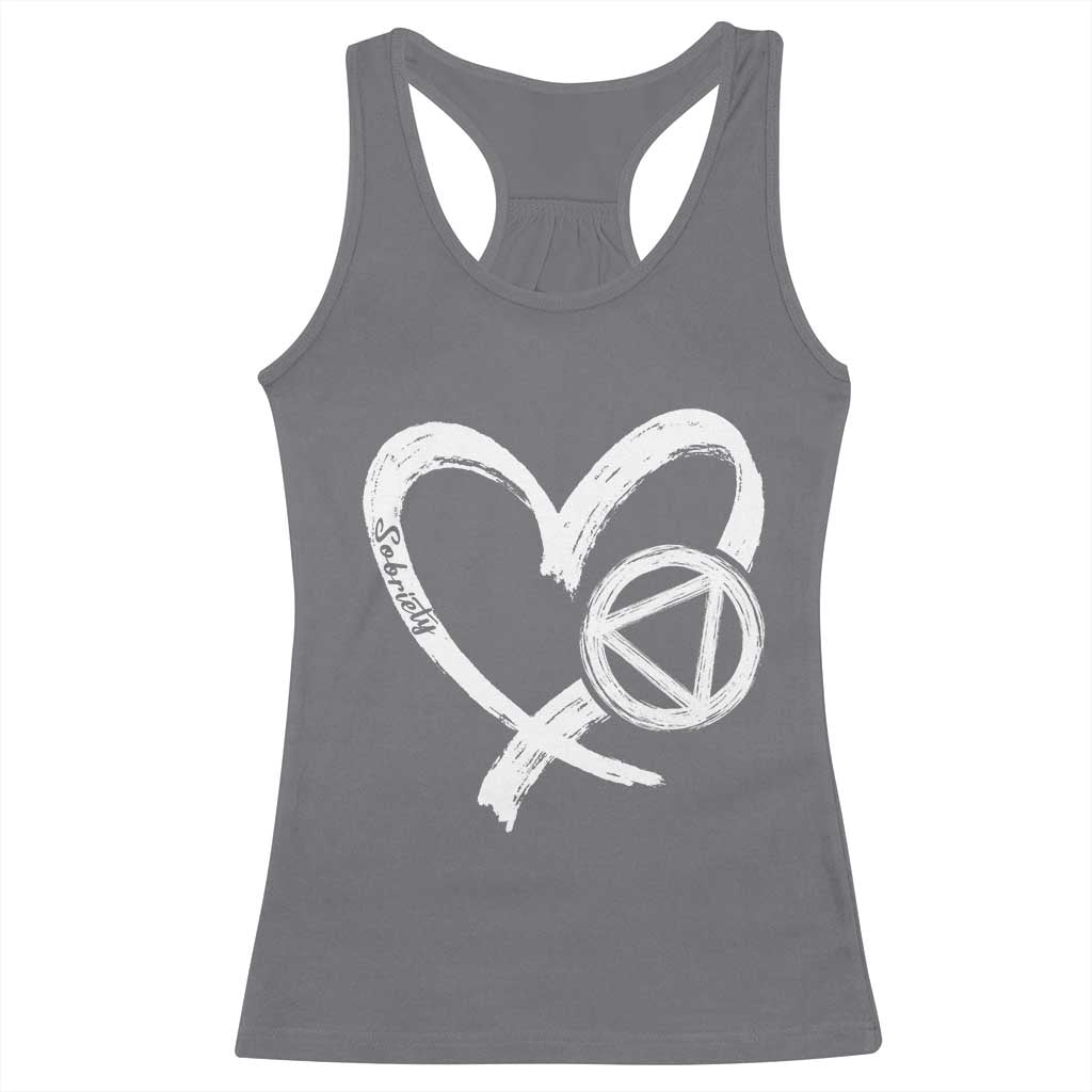 Sobriety Heart Sober Anniversary Alcoholic Abstinence Racerback Tank Top