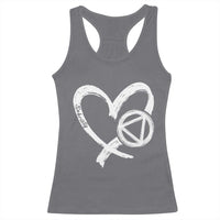 Sobriety Heart Sober Anniversary Alcoholic Abstinence Racerback Tank Top