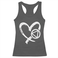 Sobriety Heart Sober Anniversary Alcoholic Abstinence Racerback Tank Top