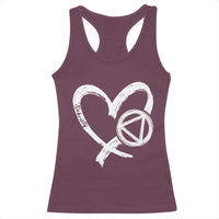 Sobriety Heart Sober Anniversary Alcoholic Abstinence Racerback Tank Top
