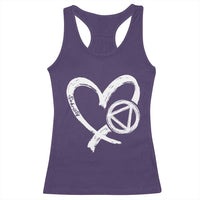 Sobriety Heart Sober Anniversary Alcoholic Abstinence Racerback Tank Top