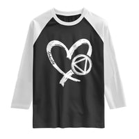 Sobriety Heart Sober Anniversary Alcoholic Abstinence Raglan Shirt