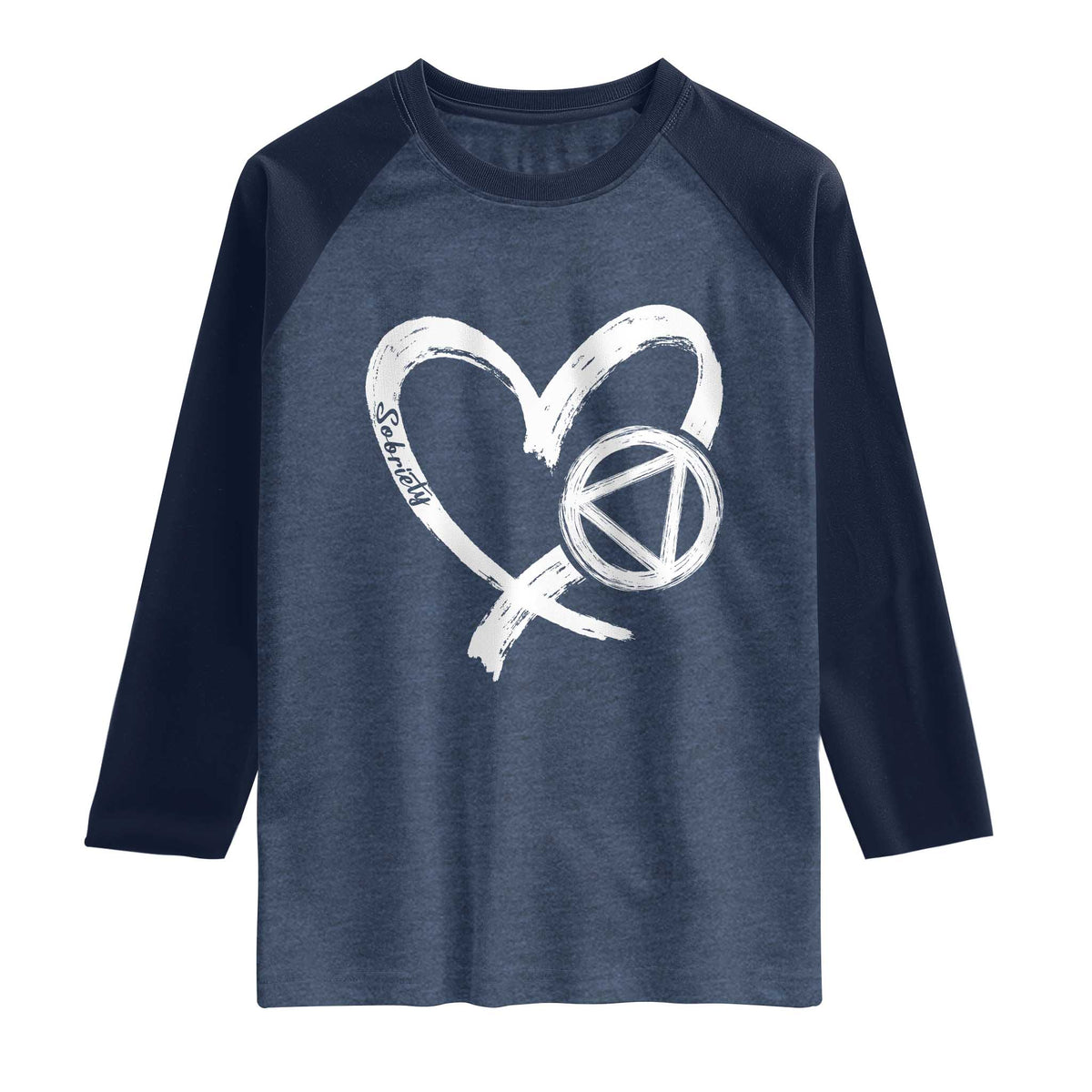 Sobriety Heart Sober Anniversary Alcoholic Abstinence Raglan Shirt