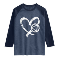 Sobriety Heart Sober Anniversary Alcoholic Abstinence Raglan Shirt