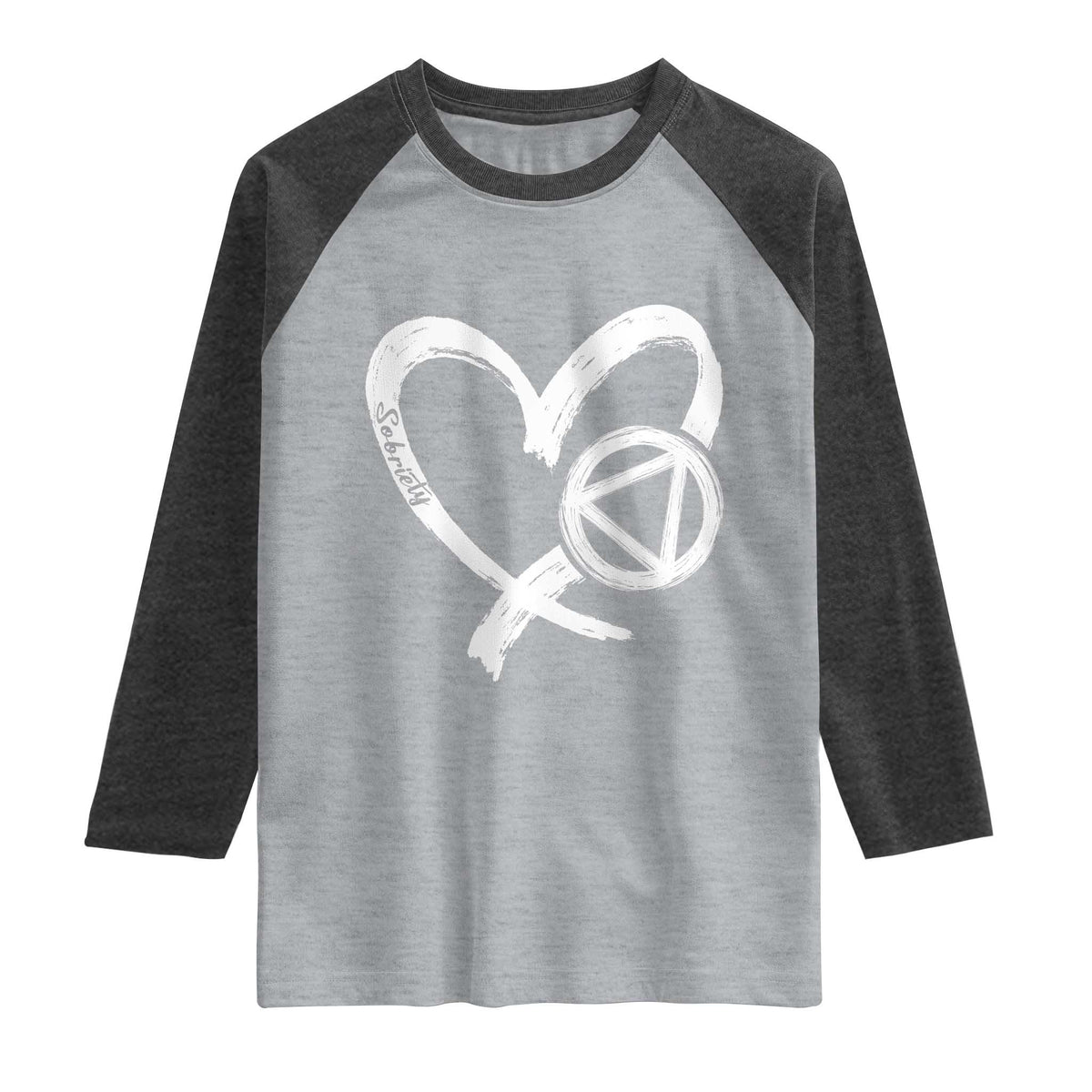 Sobriety Heart Sober Anniversary Alcoholic Abstinence Raglan Shirt