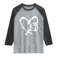 Sobriety Heart Sober Anniversary Alcoholic Abstinence Raglan Shirt