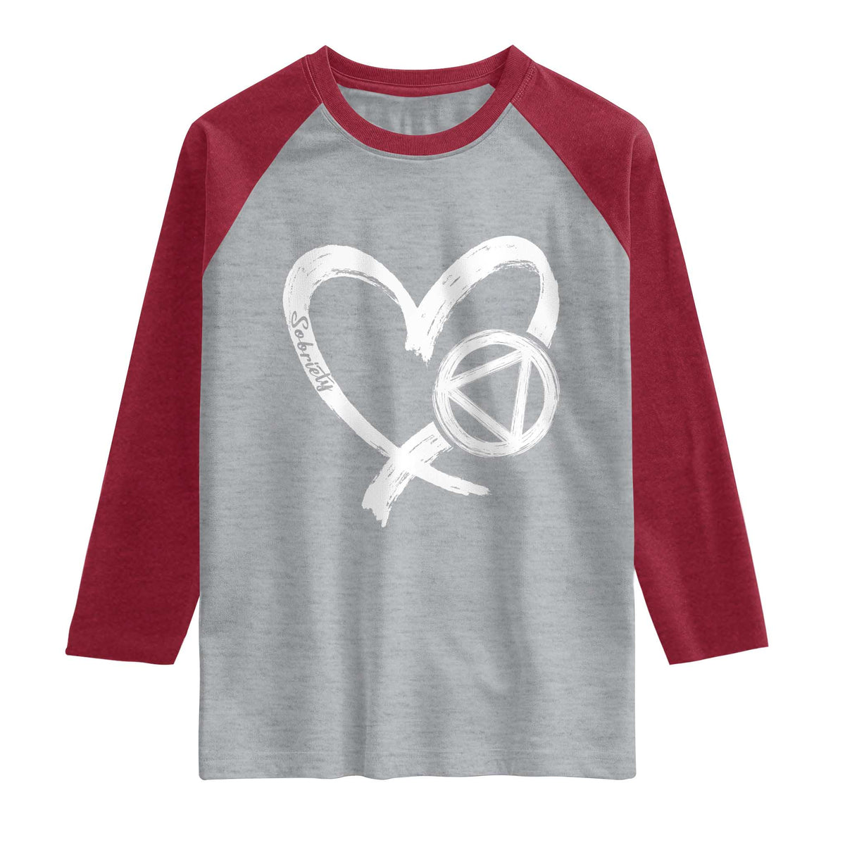 Sobriety Heart Sober Anniversary Alcoholic Abstinence Raglan Shirt