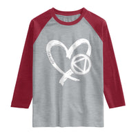 Sobriety Heart Sober Anniversary Alcoholic Abstinence Raglan Shirt