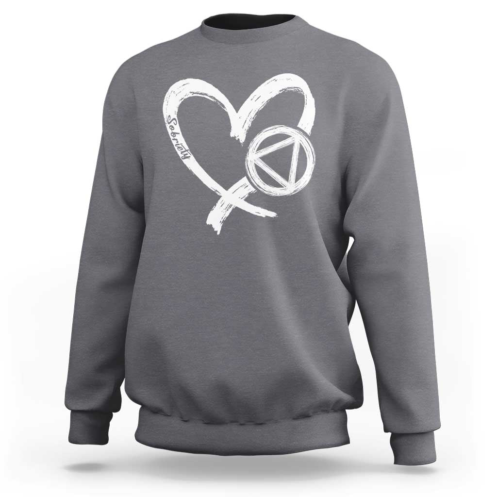 Sobriety Heart Sober Anniversary Alcoholic Abstinence Sweatshirt