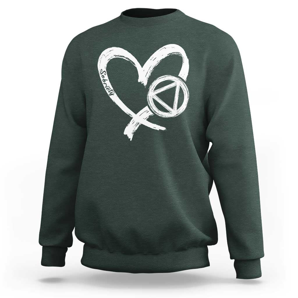 Sobriety Heart Sober Anniversary Alcoholic Abstinence Sweatshirt