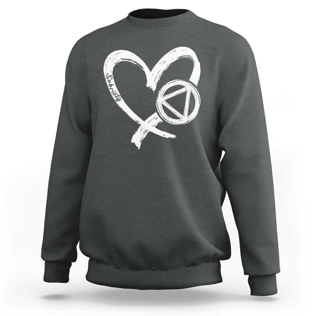 Sobriety Heart Sober Anniversary Alcoholic Abstinence Sweatshirt
