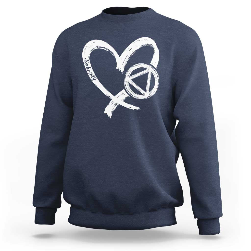 Sobriety Heart Sober Anniversary Alcoholic Abstinence Sweatshirt
