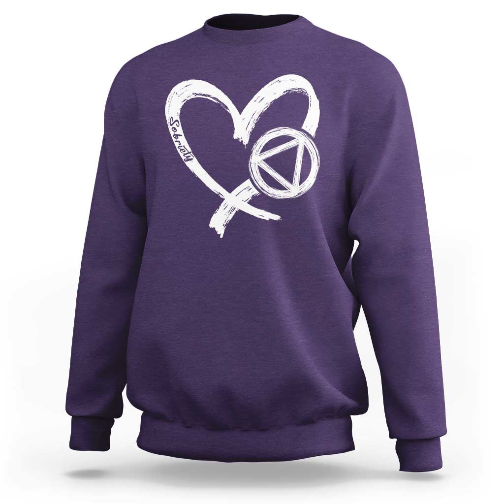 Sobriety Heart Sober Anniversary Alcoholic Abstinence Sweatshirt
