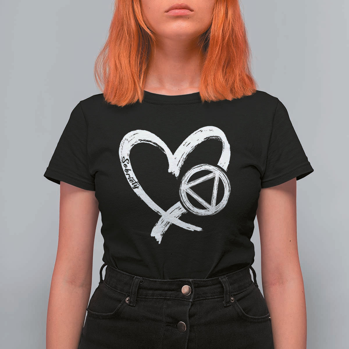Sobriety Heart Sober Anniversary Alcoholic Abstinence T Shirt For Women