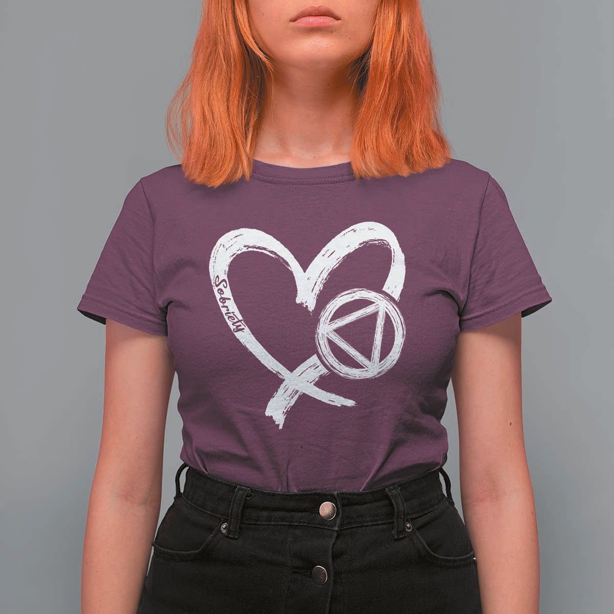 Sobriety Heart Sober Anniversary Alcoholic Abstinence T Shirt For Women