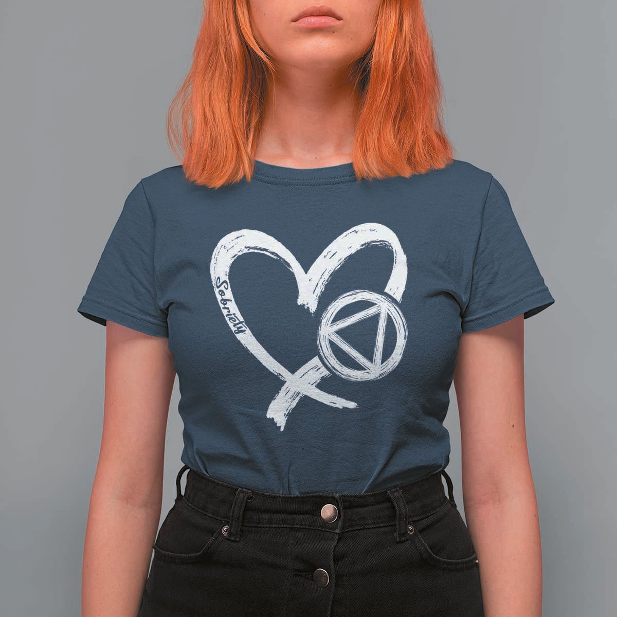 Sobriety Heart Sober Anniversary Alcoholic Abstinence T Shirt For Women