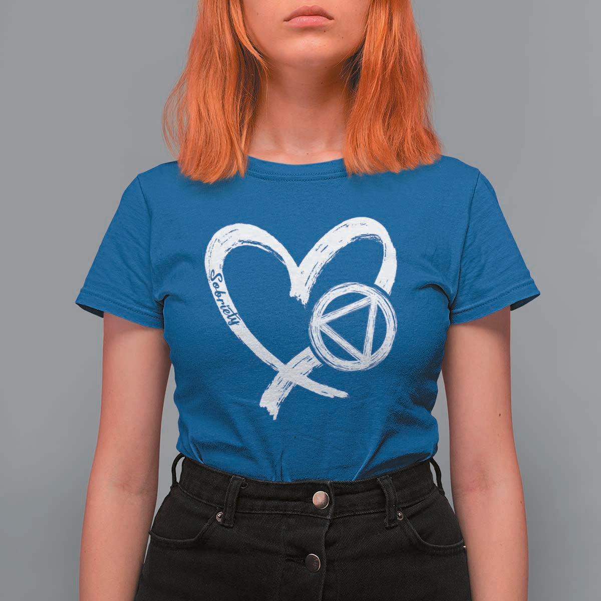 Sobriety Heart Sober Anniversary Alcoholic Abstinence T Shirt For Women