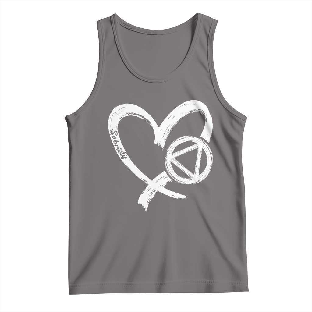 Sobriety Heart Sober Anniversary Alcoholic Abstinence Tank Top