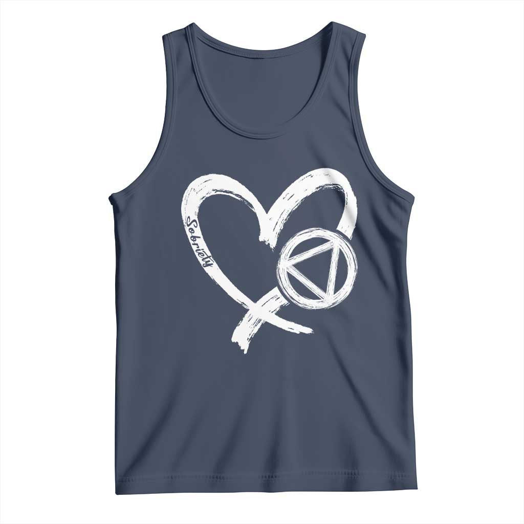 Sobriety Heart Sober Anniversary Alcoholic Abstinence Tank Top