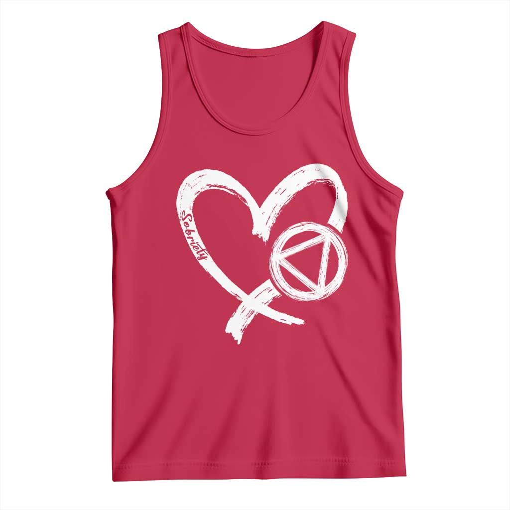Sobriety Heart Sober Anniversary Alcoholic Abstinence Tank Top