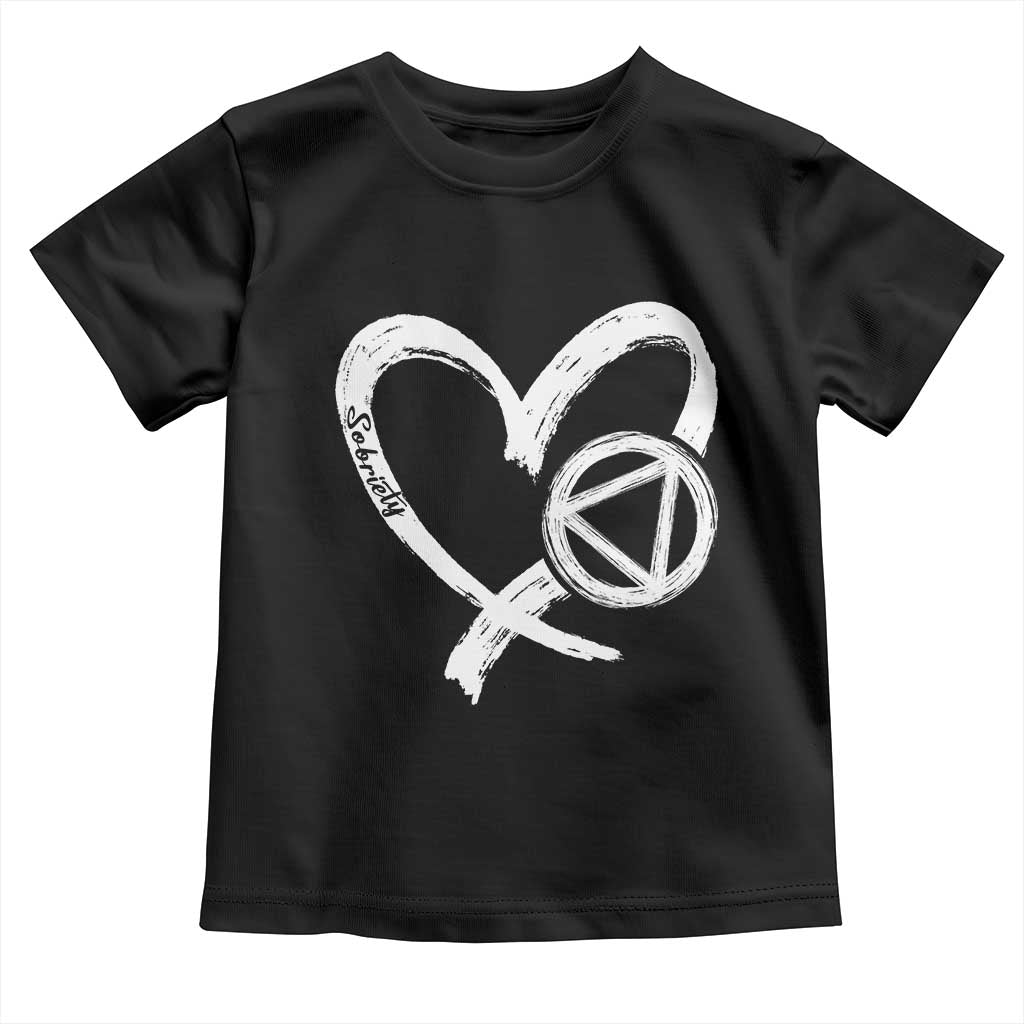Sobriety Heart Sober Anniversary Alcoholic Abstinence Toddler T Shirt