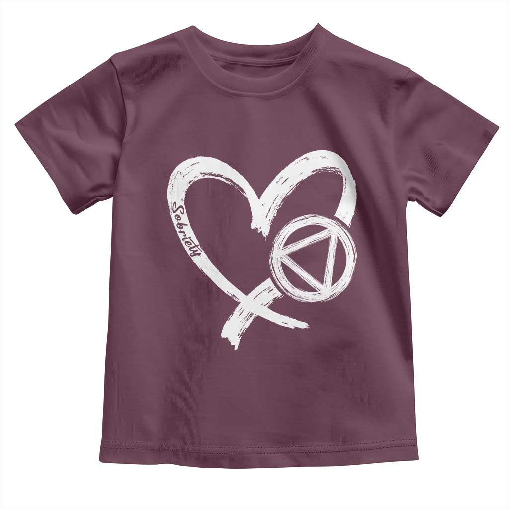 Sobriety Heart Sober Anniversary Alcoholic Abstinence Toddler T Shirt