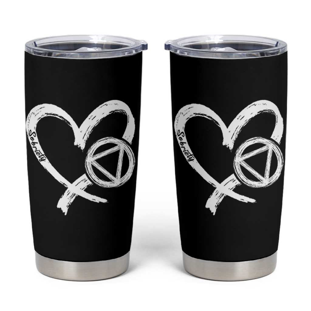 Sobriety Heart Sober Anniversary Alcoholic Abstinence Tumbler Cup