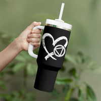 Sobriety Heart Sober Anniversary Alcoholic Abstinence Tumbler With Handle
