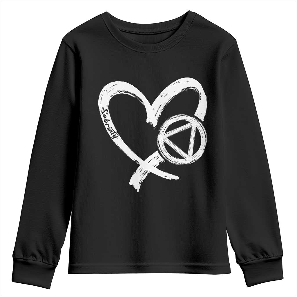 Sobriety Heart Sober Anniversary Alcoholic Abstinence Youth Sweatshirt