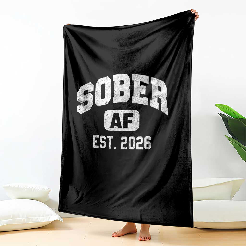 Sober AF 2026 AA Recovery Achiever Sobriety Anniversary Throw Blanket