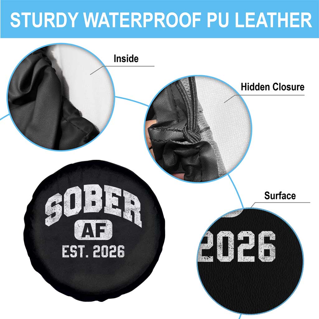 Sober AF 2026 AA Recovery Achiever Sobriety Anniversary Spare Tire Cover