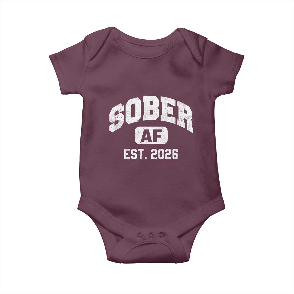 Sober AF 2026 AA Recovery Achiever Sobriety Anniversary Baby Onesie