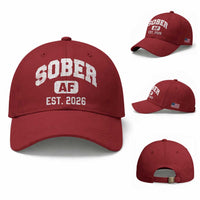 Sober AF 2026 AA Recovery Achiever Sobriety Anniversary Baseball Cap