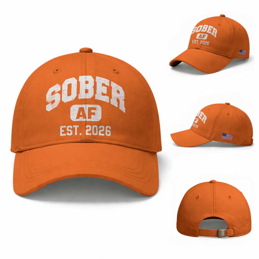 Sober AF 2026 AA Recovery Achiever Sobriety Anniversary Baseball Cap