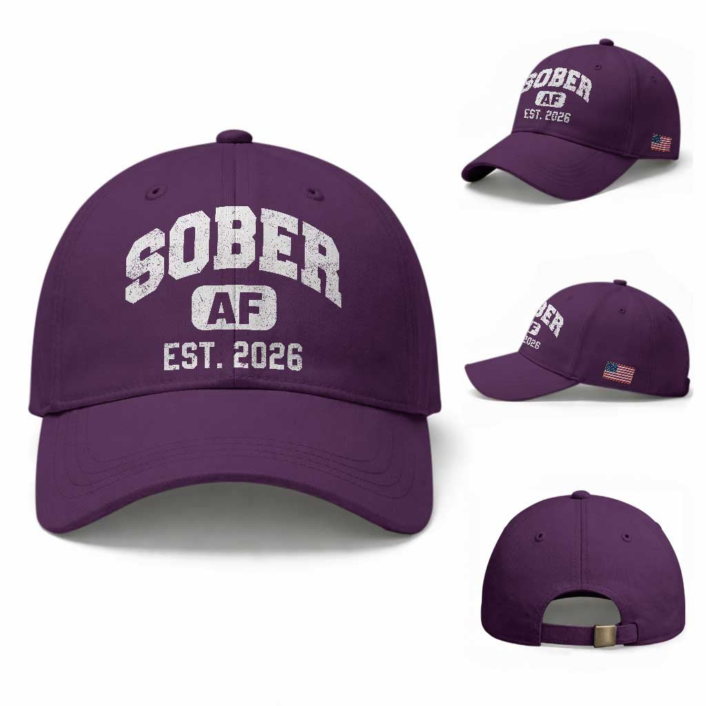 Sober AF 2026 AA Recovery Achiever Sobriety Anniversary Baseball Cap