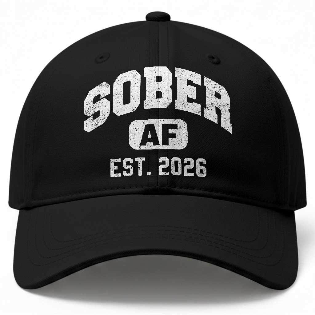 Sober AF 2026 AA Recovery Achiever Sobriety Anniversary Baseball Cap
