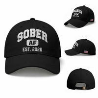 Sober AF 2026 AA Recovery Achiever Sobriety Anniversary Baseball Cap