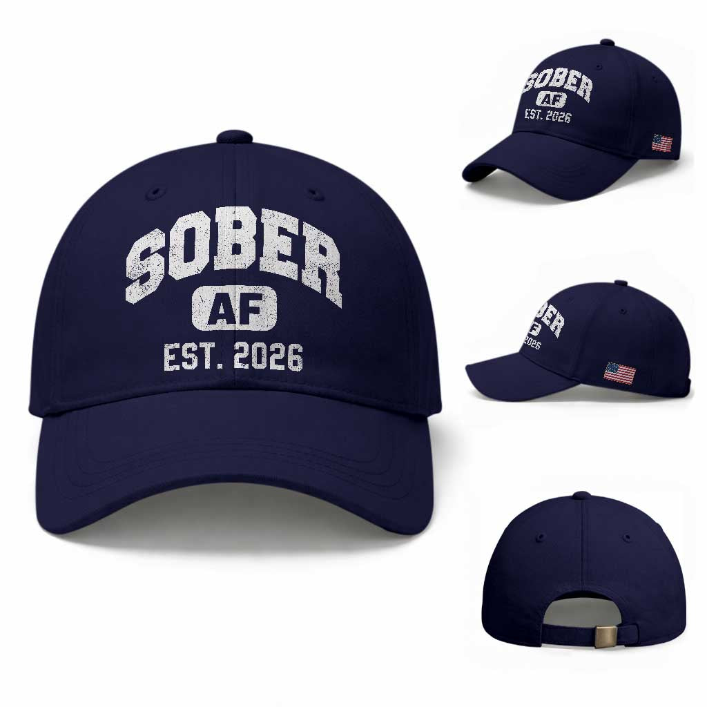 Sober AF 2026 AA Recovery Achiever Sobriety Anniversary Baseball Cap