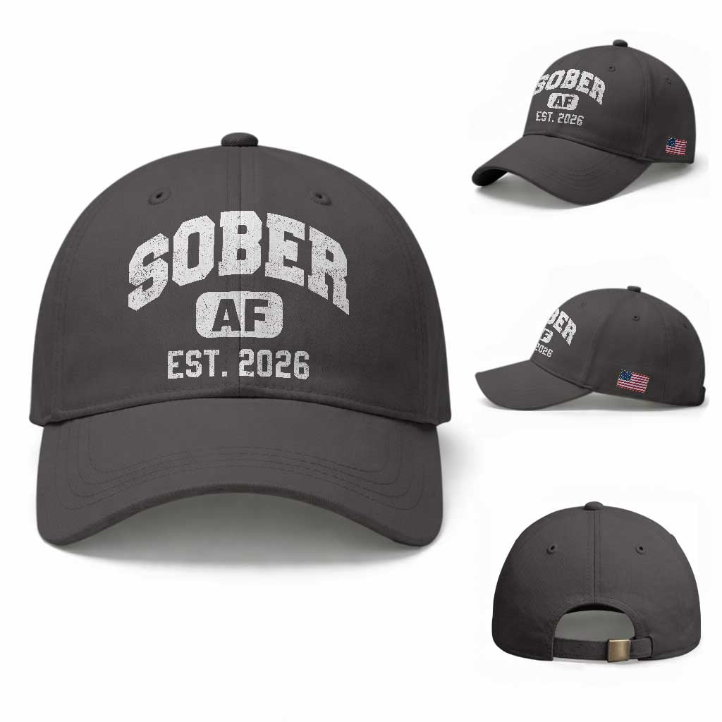 Sober AF 2026 AA Recovery Achiever Sobriety Anniversary Baseball Cap