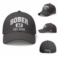 Sober AF 2026 AA Recovery Achiever Sobriety Anniversary Baseball Cap