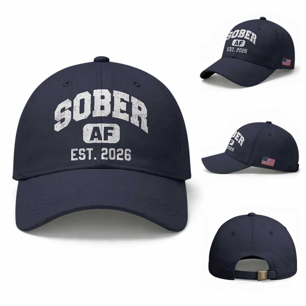 Sober AF 2026 AA Recovery Achiever Sobriety Anniversary Baseball Cap