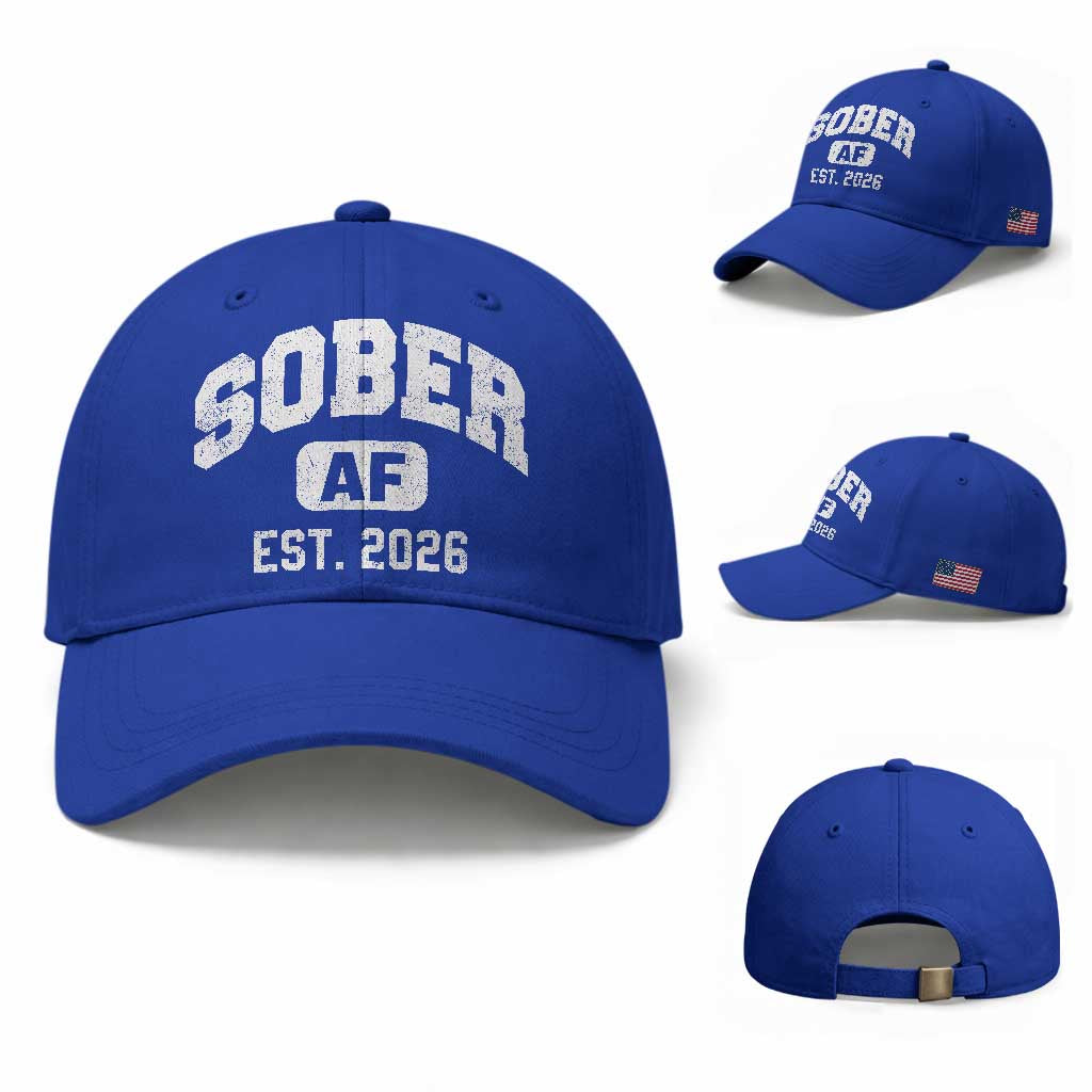 Sober AF 2026 AA Recovery Achiever Sobriety Anniversary Baseball Cap