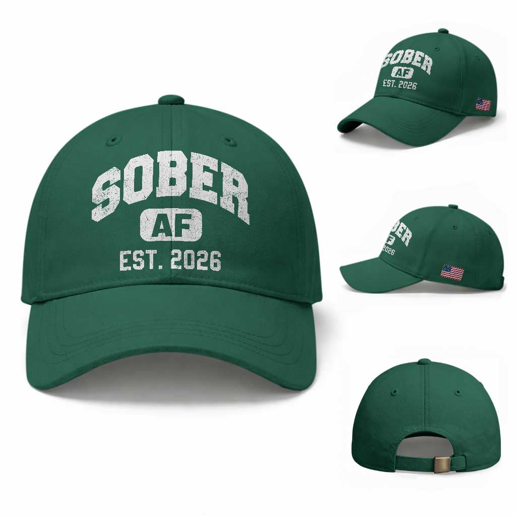 Sober AF 2026 AA Recovery Achiever Sobriety Anniversary Baseball Cap
