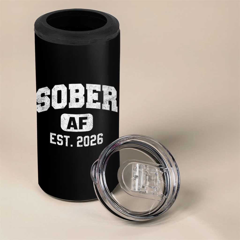 Sober AF 2026 AA Recovery Achiever Sobriety Anniversary 4 in 1 Can Cooler Tumbler