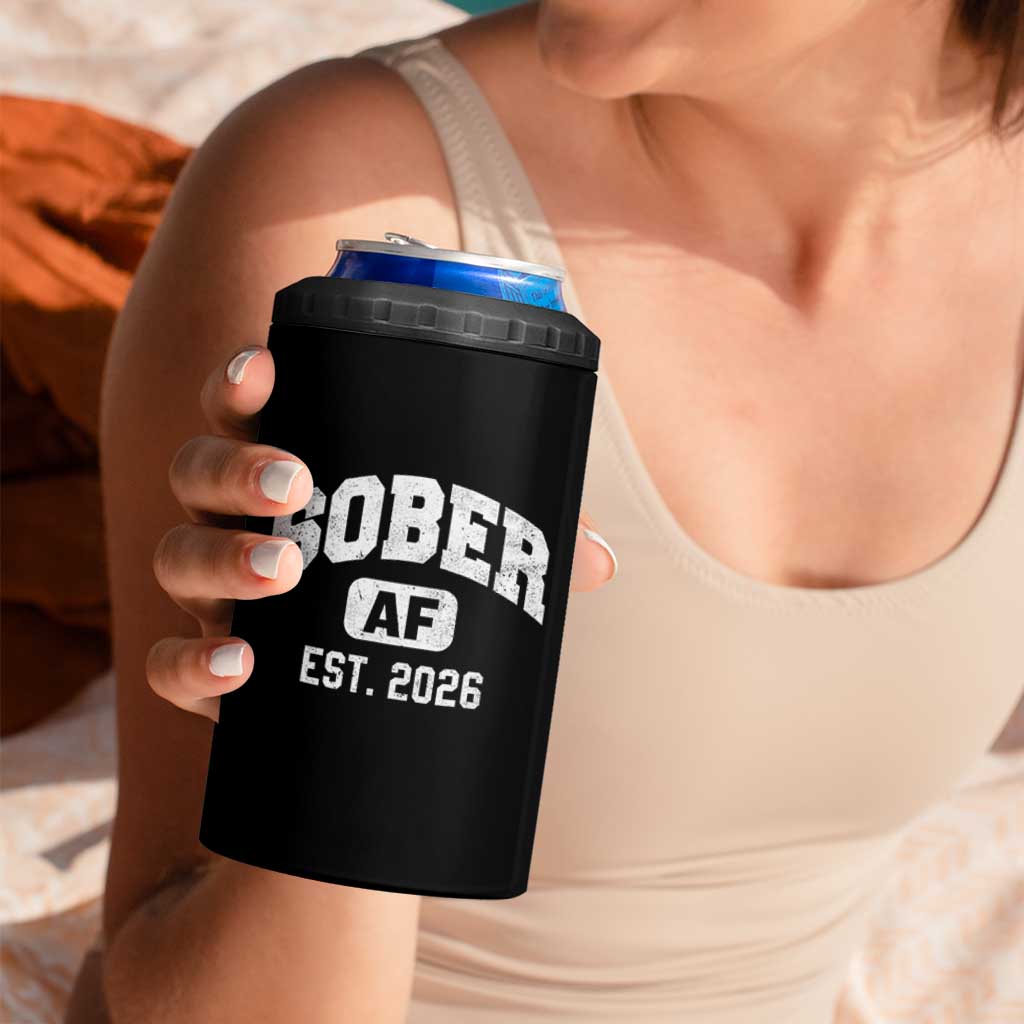 Sober AF 2026 AA Recovery Achiever Sobriety Anniversary 4 in 1 Can Cooler Tumbler